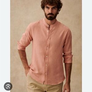 Men's Octobre Benny Linen Button-Up Shirt in Terracotta